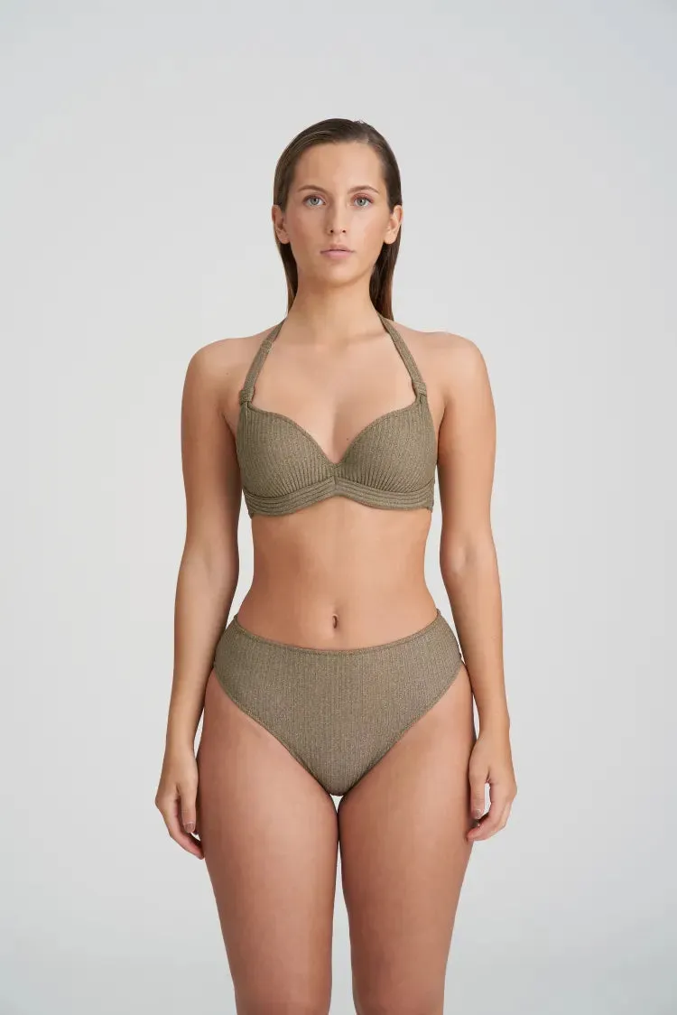 Tinjis Padded Plunge Bikini Top In Golden Olive - Marie Jo