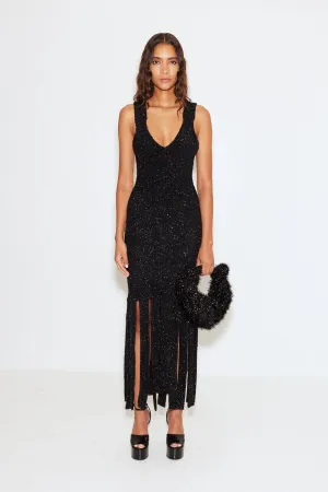 TIRA Lurex Fringe Dress | Black