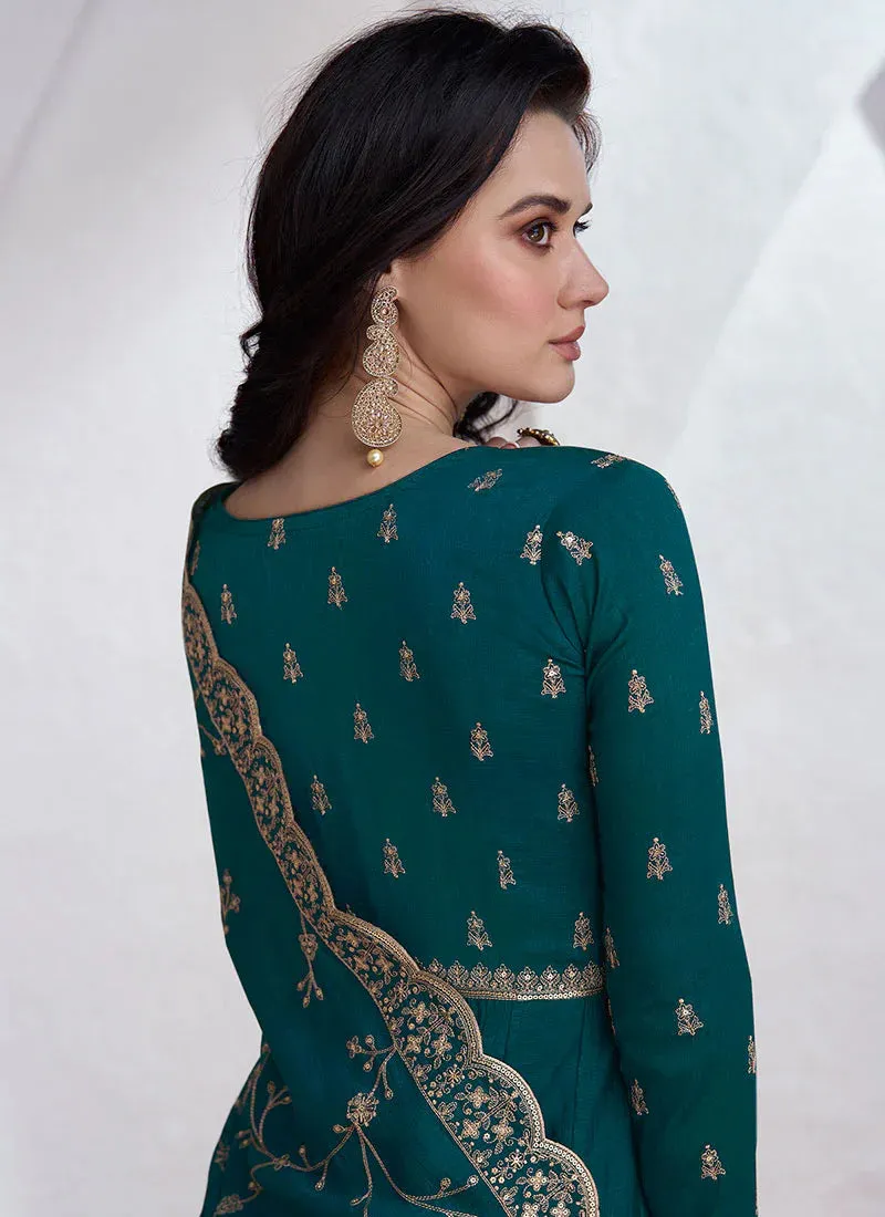 Turquoise Elegance Reimagined Designer Anarkali Suit