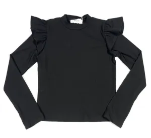 Tween Black Lovely Ruffle Sleeve Knit Top..