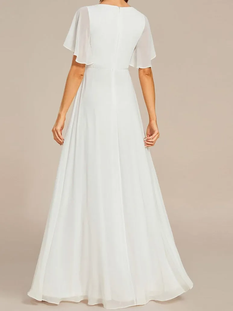 Tyler short sleeve chiffon wedding dress in ivory Express NZ wide