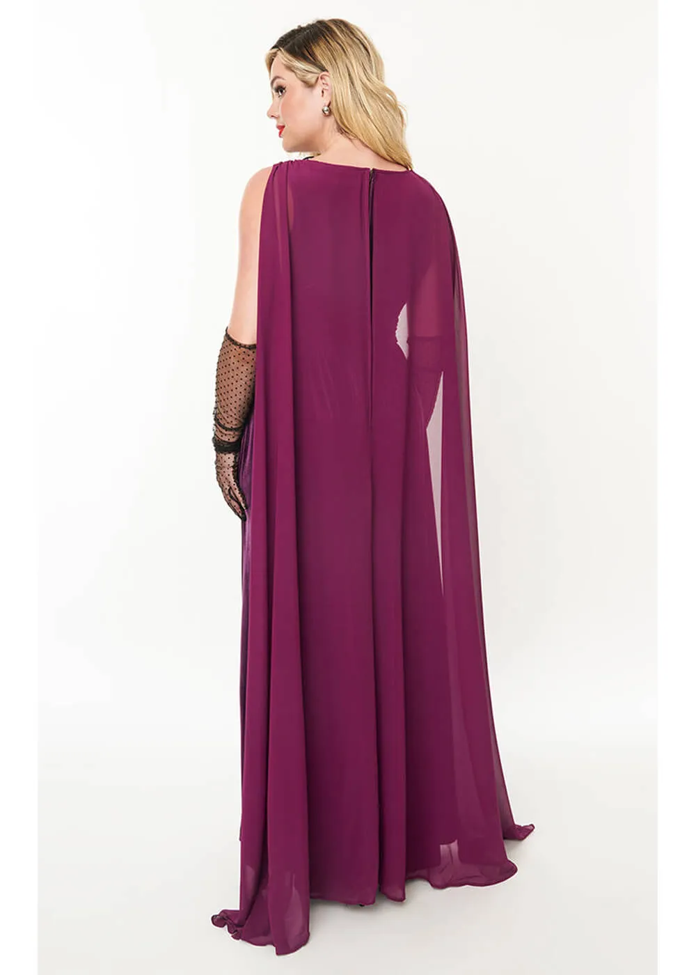 Unique Vintage Bats Cape Maxi Dress Purple
