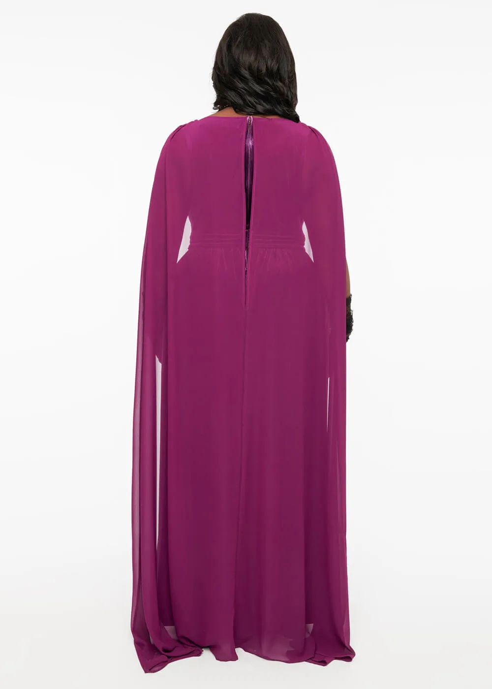 Unique Vintage Bats Cape Maxi Dress Purple