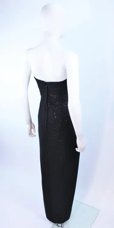 VICKY TIEL Black Draped Gown with Sequin Interior Size 4