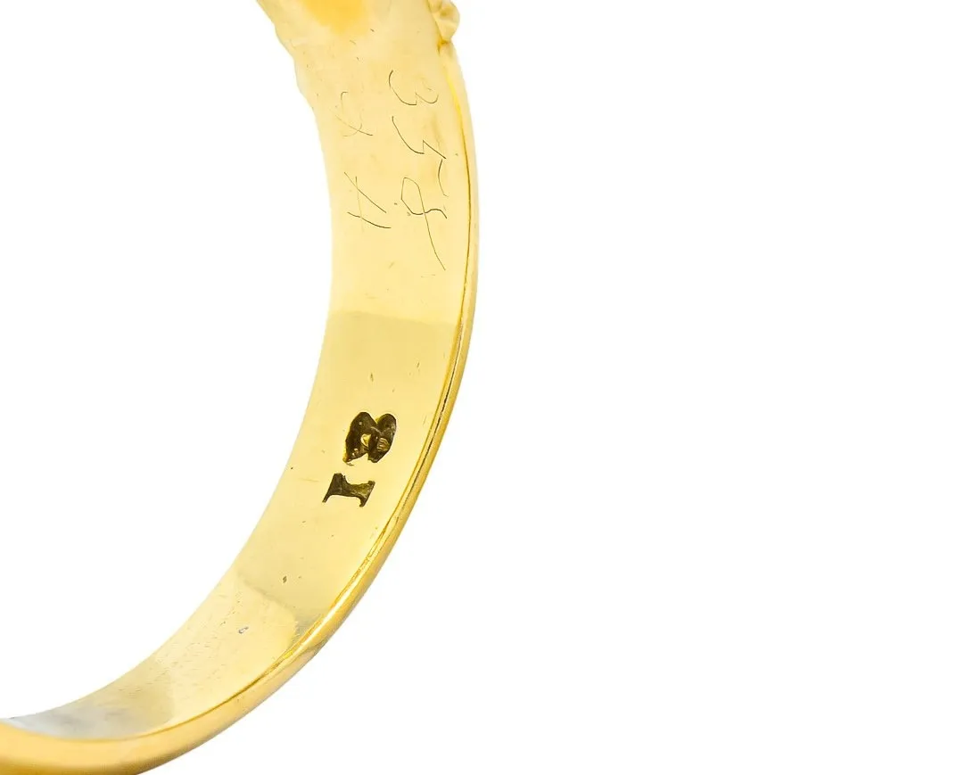 Victorian 0.70 CTW Old Mine Cut Diamond 18 Karat Gold Cluster Ring