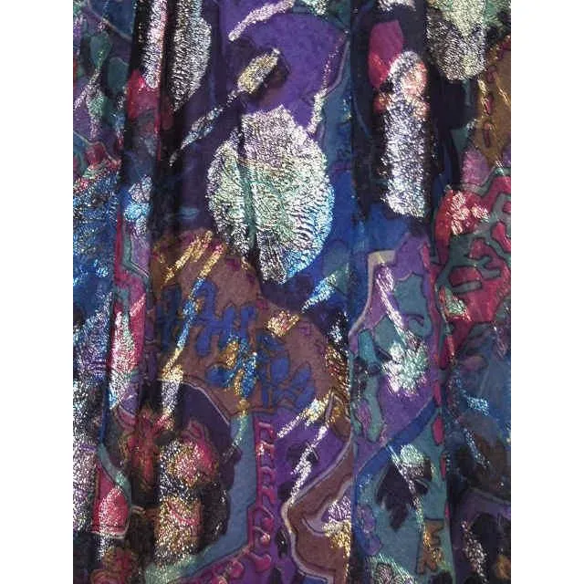 Vintage Metallic Silk Chiffon Designer Gown Hartley Westwood 1970S 34-30-36 1970s