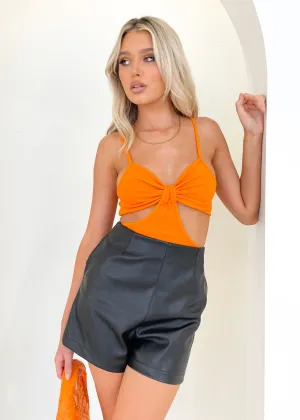 Vivacious Cut Out Knit Top - Tangerine