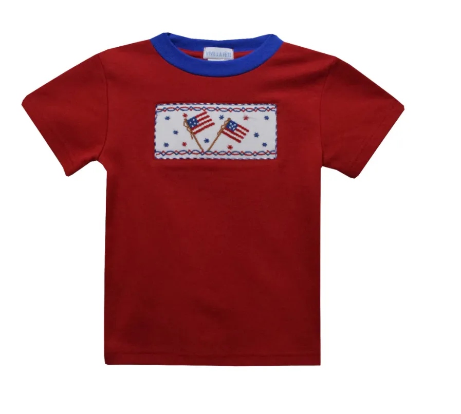 Vive La Fete Smocked American Flag Tee