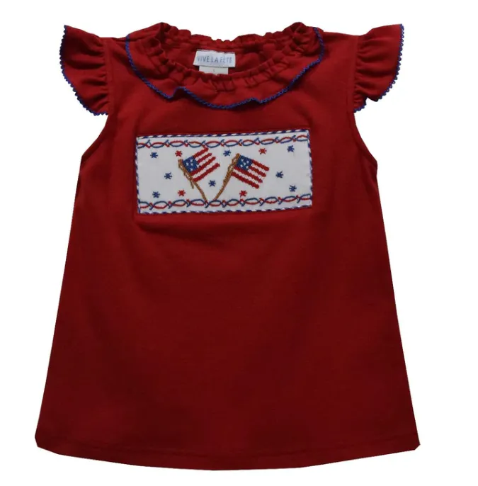 Vive La Fete Smocked American Flag Tee
