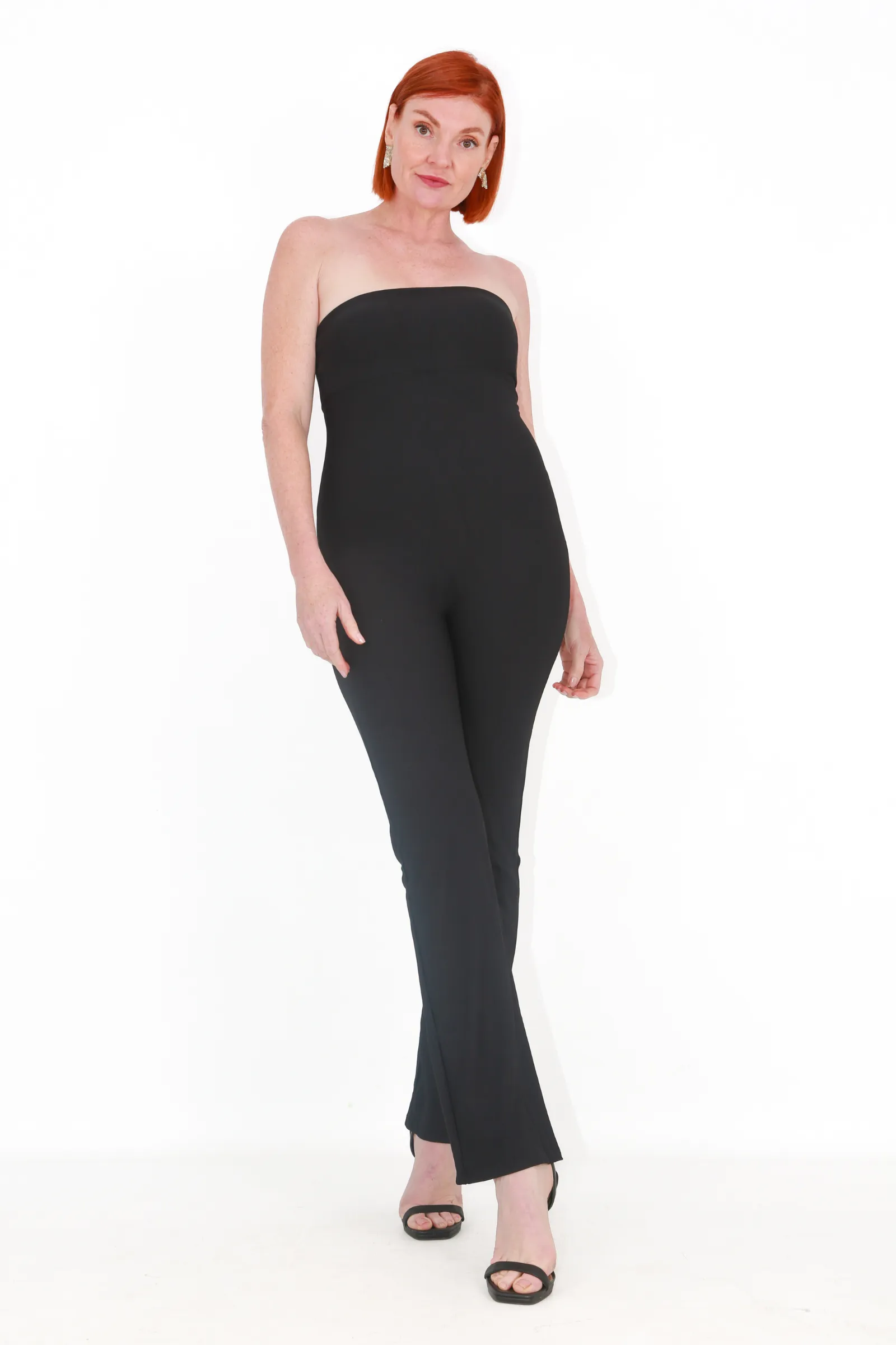 Waist cinching flare boobtube- Black