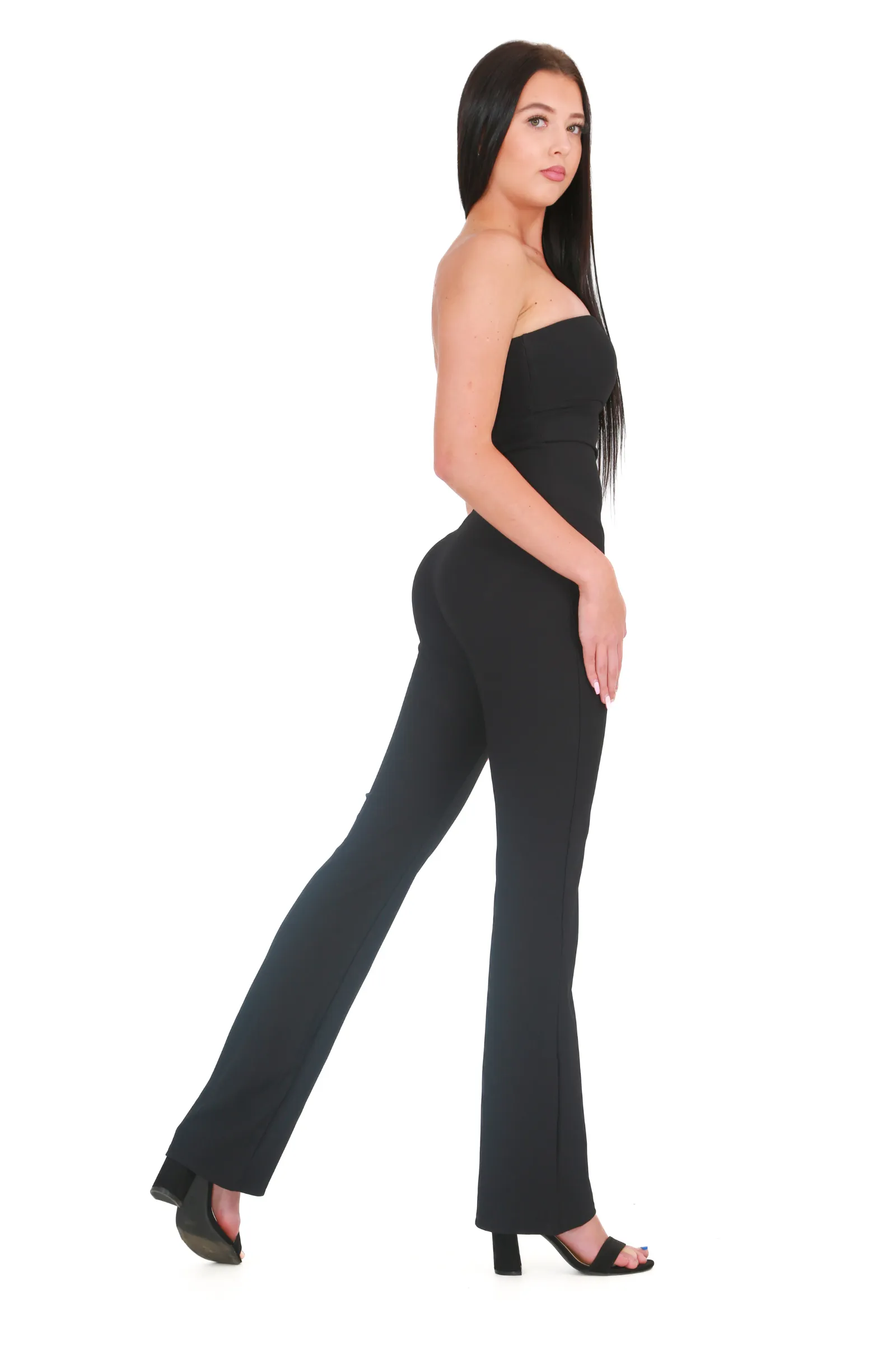 Waist cinching flare boobtube- Black