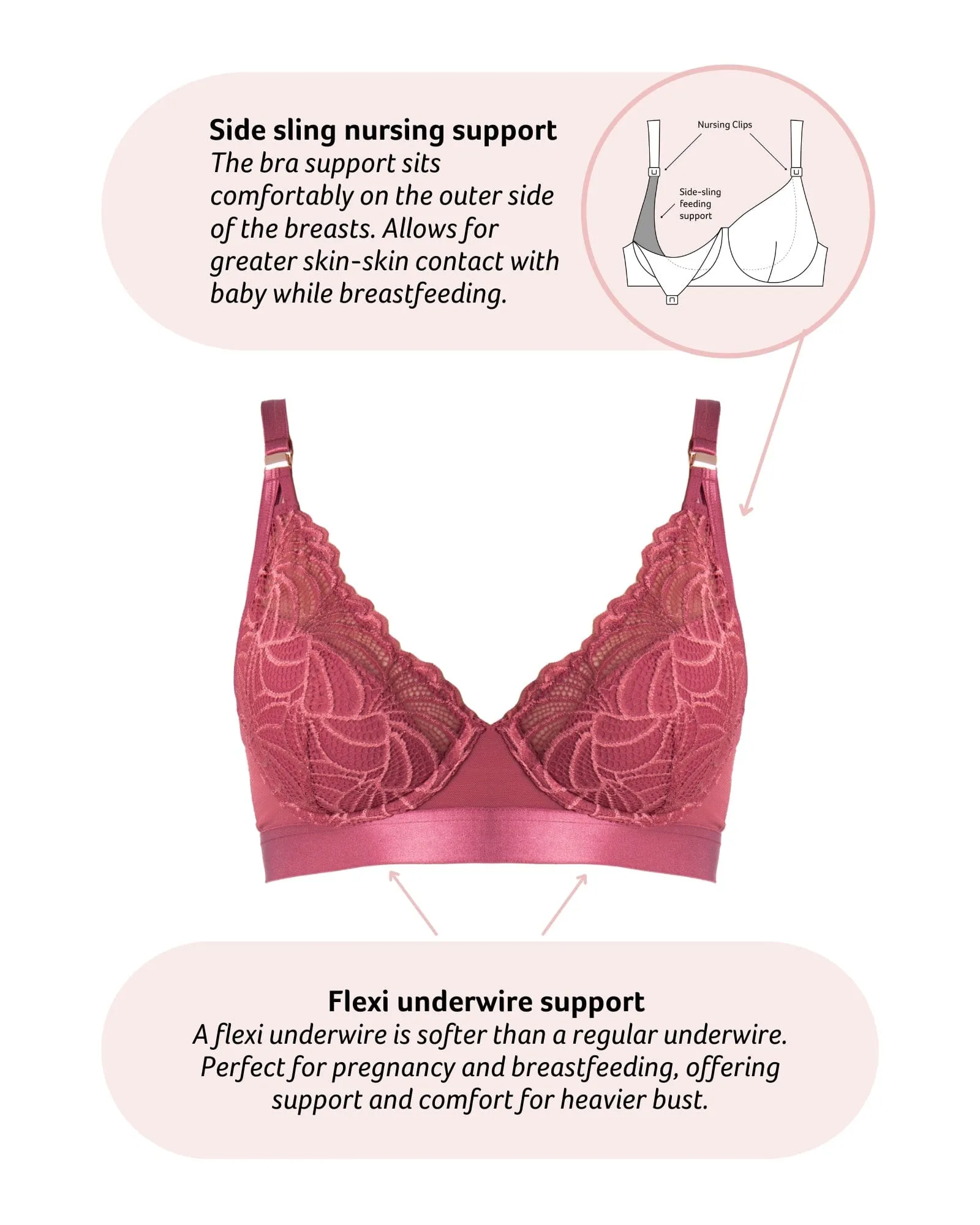 Warrior Plunge Nursing Bra - Spice Rose
