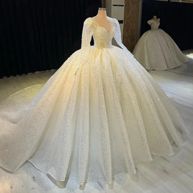 Wedding Dresses Neck Long Sleeves Vestido De Novia
