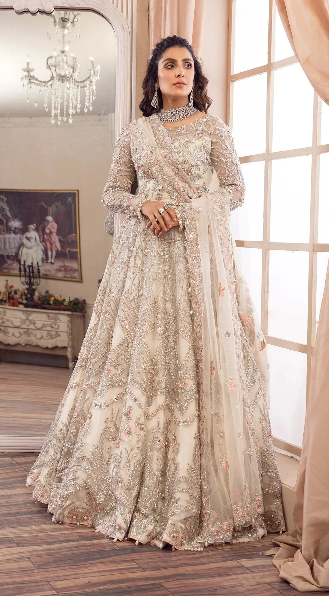 White color Party wear Anarkali available online