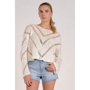 White Knit Sweater with Cut Out Detailing
