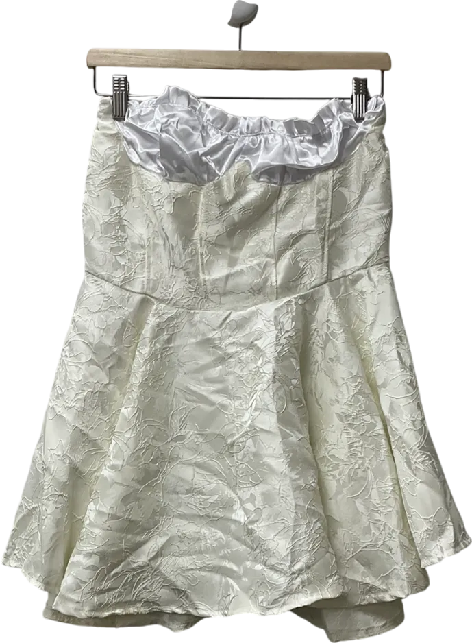 White Little Dress Lace Jacquard French Style Vacation Tube Top Dress UK S/M