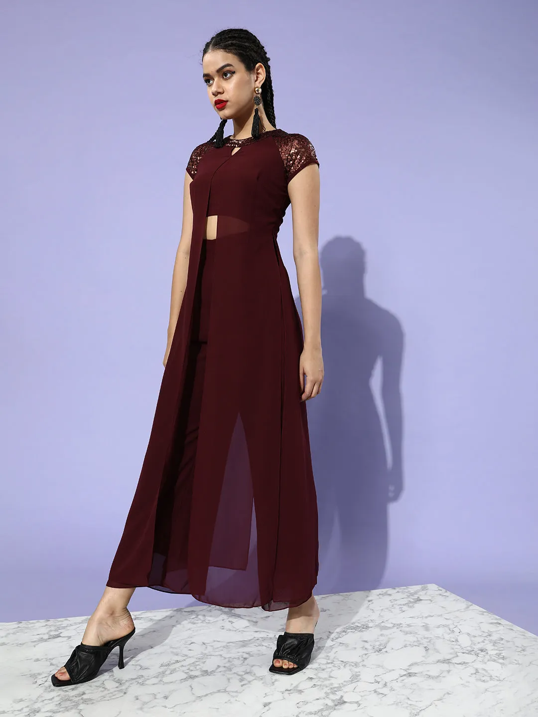 Women's Cocktail Wine Solid Round Neck Short Sleeves Bling Sequined Party Jumpsuit