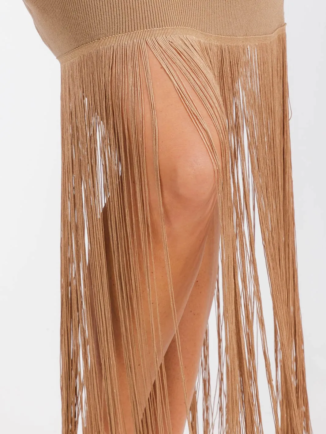 WOMENS' SLEEVELESS BODYCON FRINGE MINI DRESS