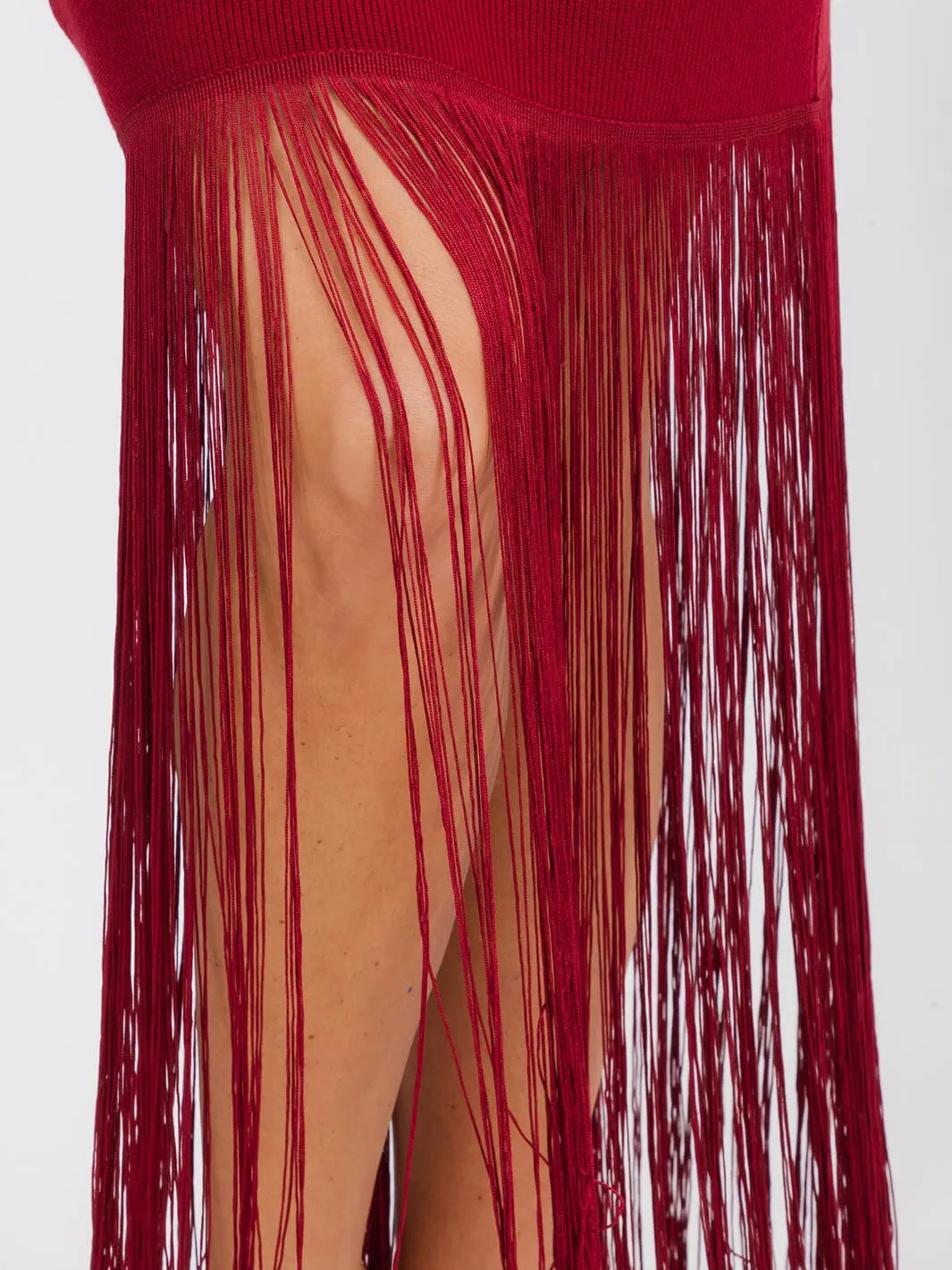 WOMENS' SLEEVELESS BODYCON FRINGE MINI DRESS