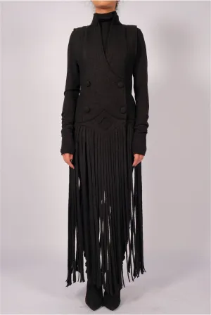 Wool Waistcoat Dress with Fringes
