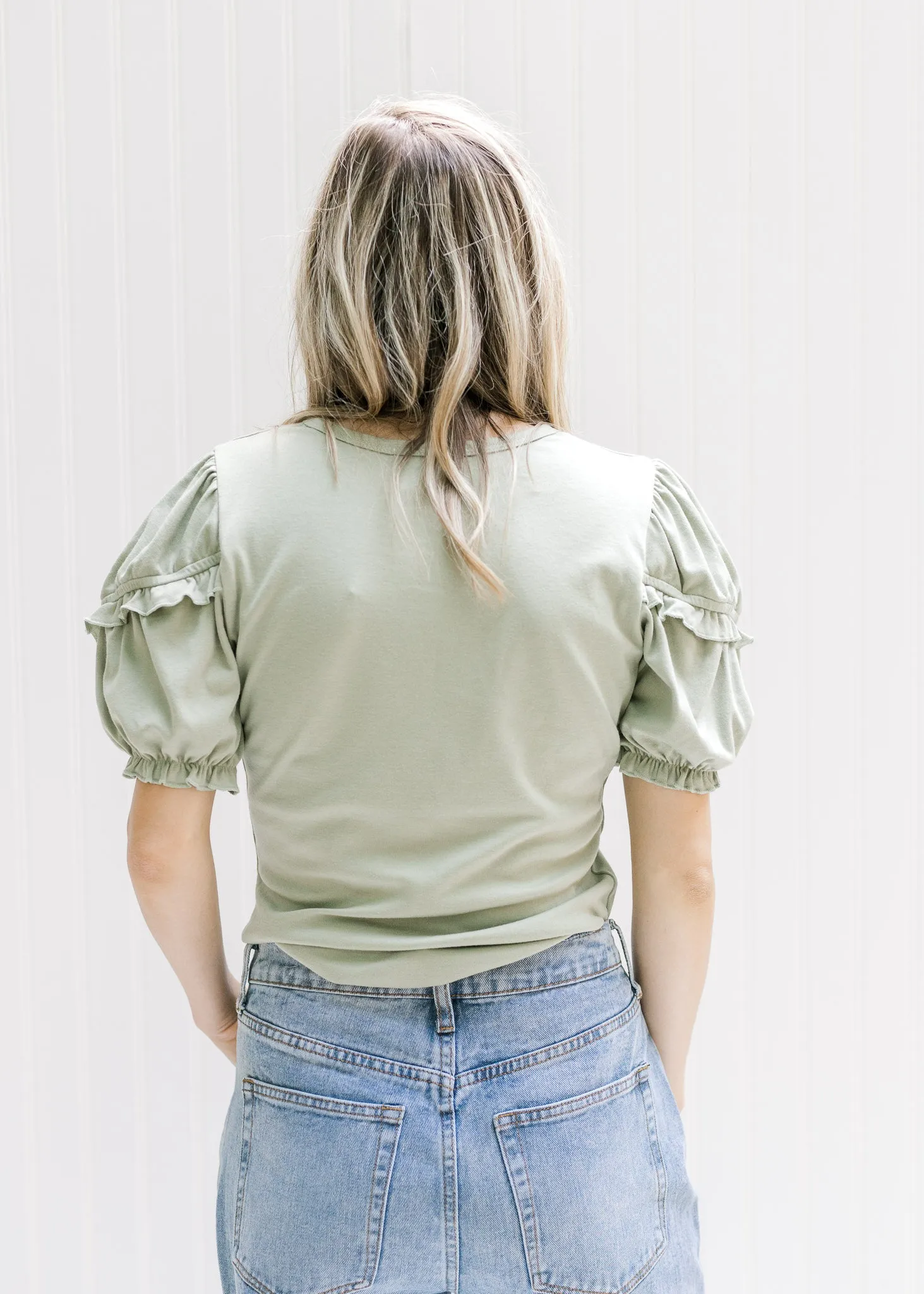 X Sage Sleeve Detail Top