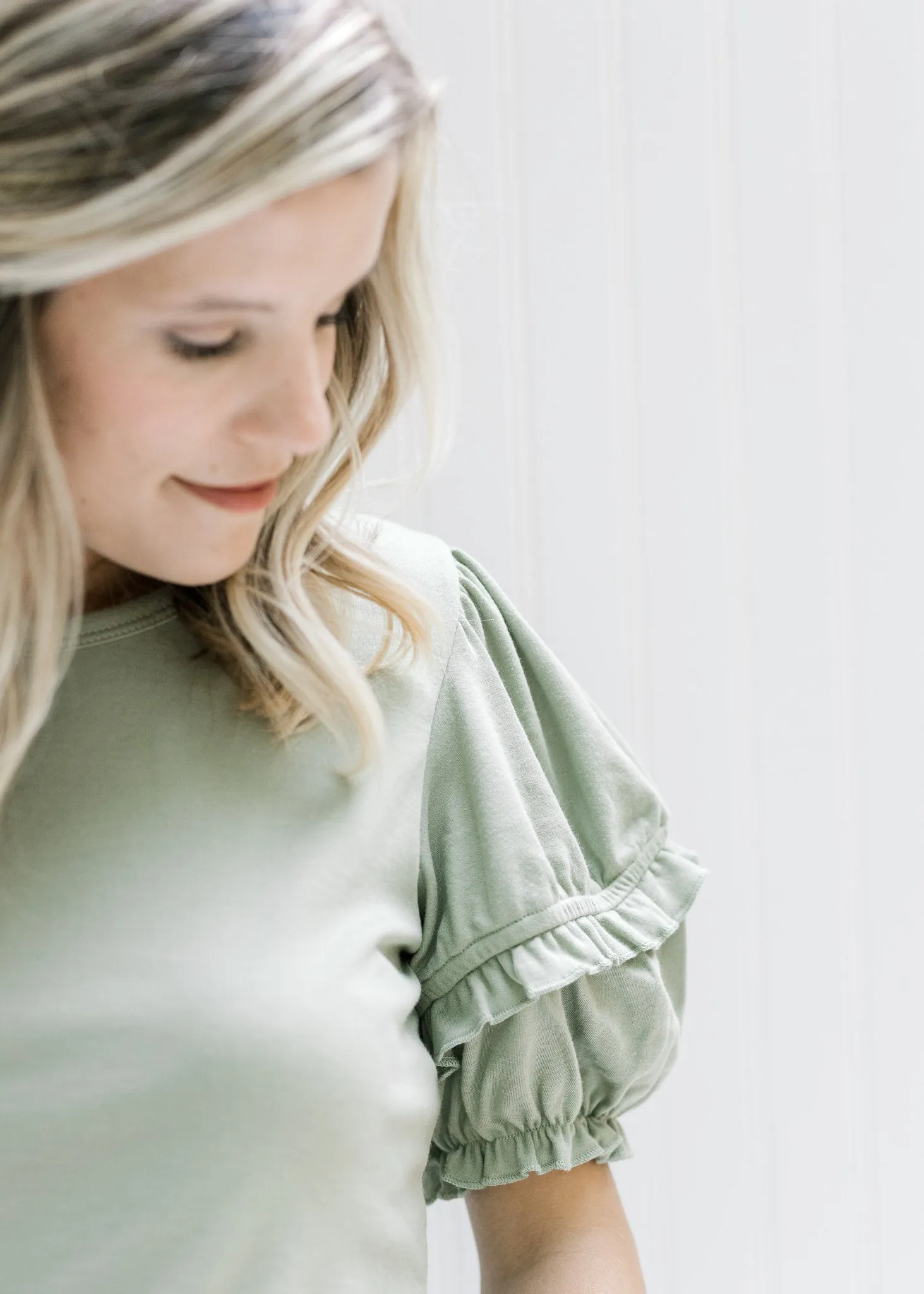 X Sage Sleeve Detail Top