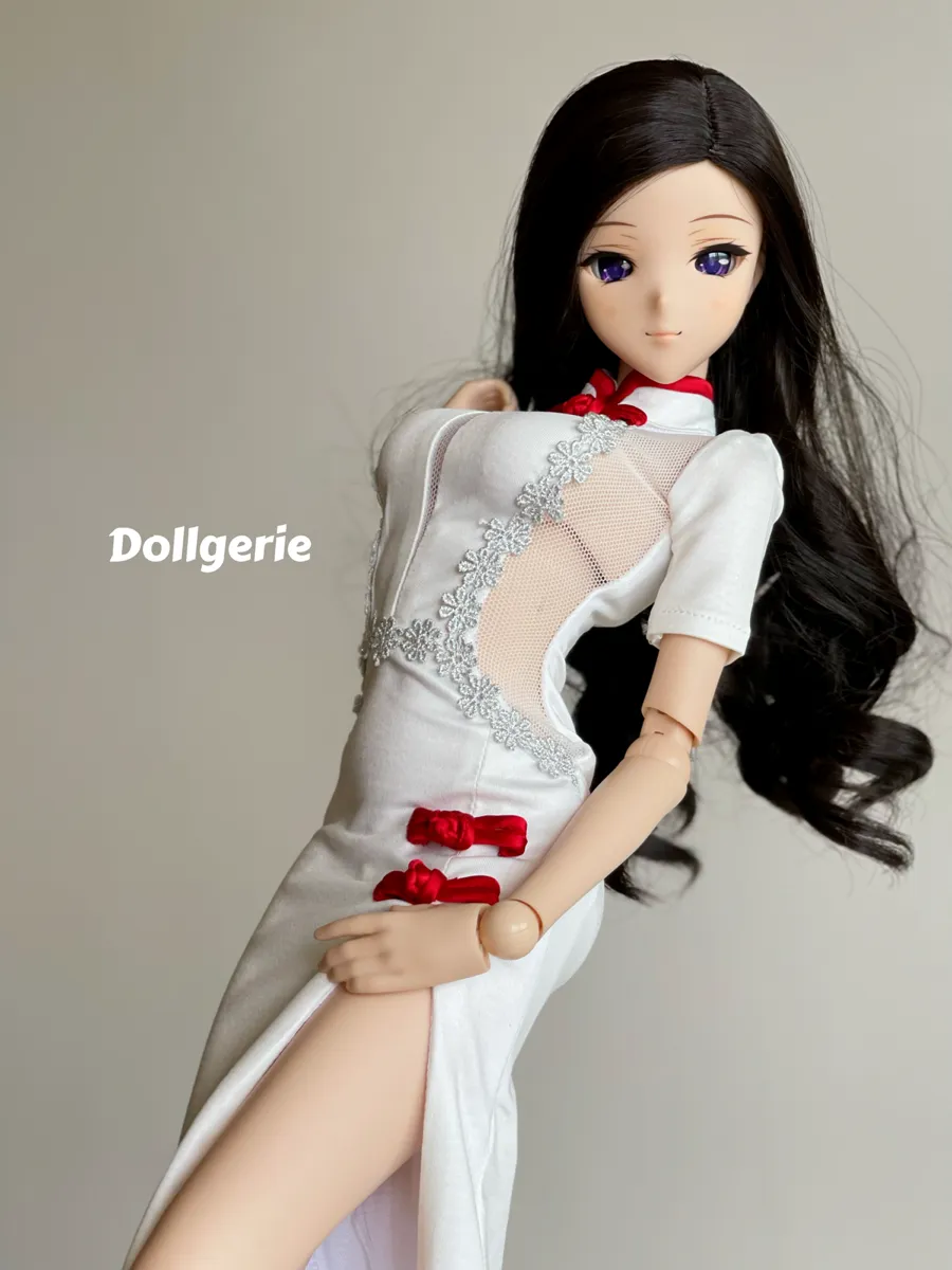 [XL] White Fishtail High Split Cheongsam for SmartDoll