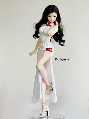 [XL] White Fishtail High Split Cheongsam for SmartDoll