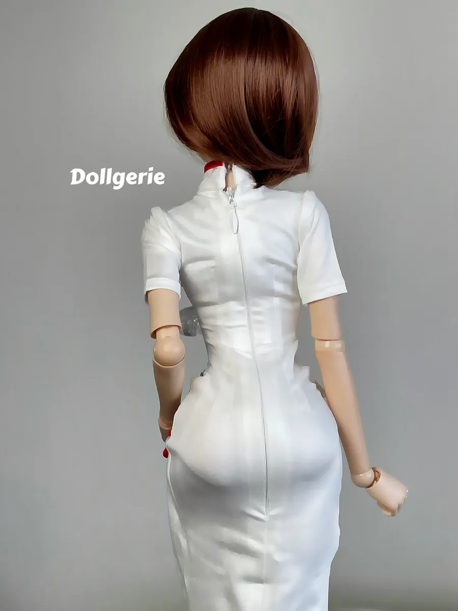 [XL] White Fishtail High Split Cheongsam for SmartDoll