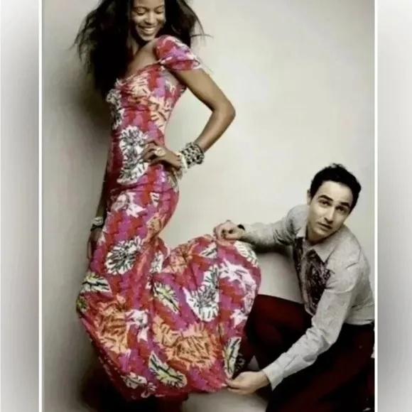 Zac Posen Safety Pin Print Maxi Dress / Gown