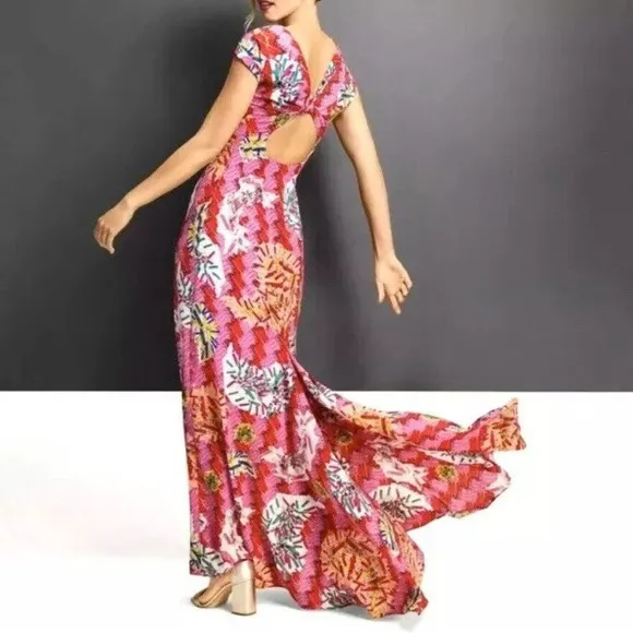Zac Posen Safety Pin Print Maxi Dress / Gown