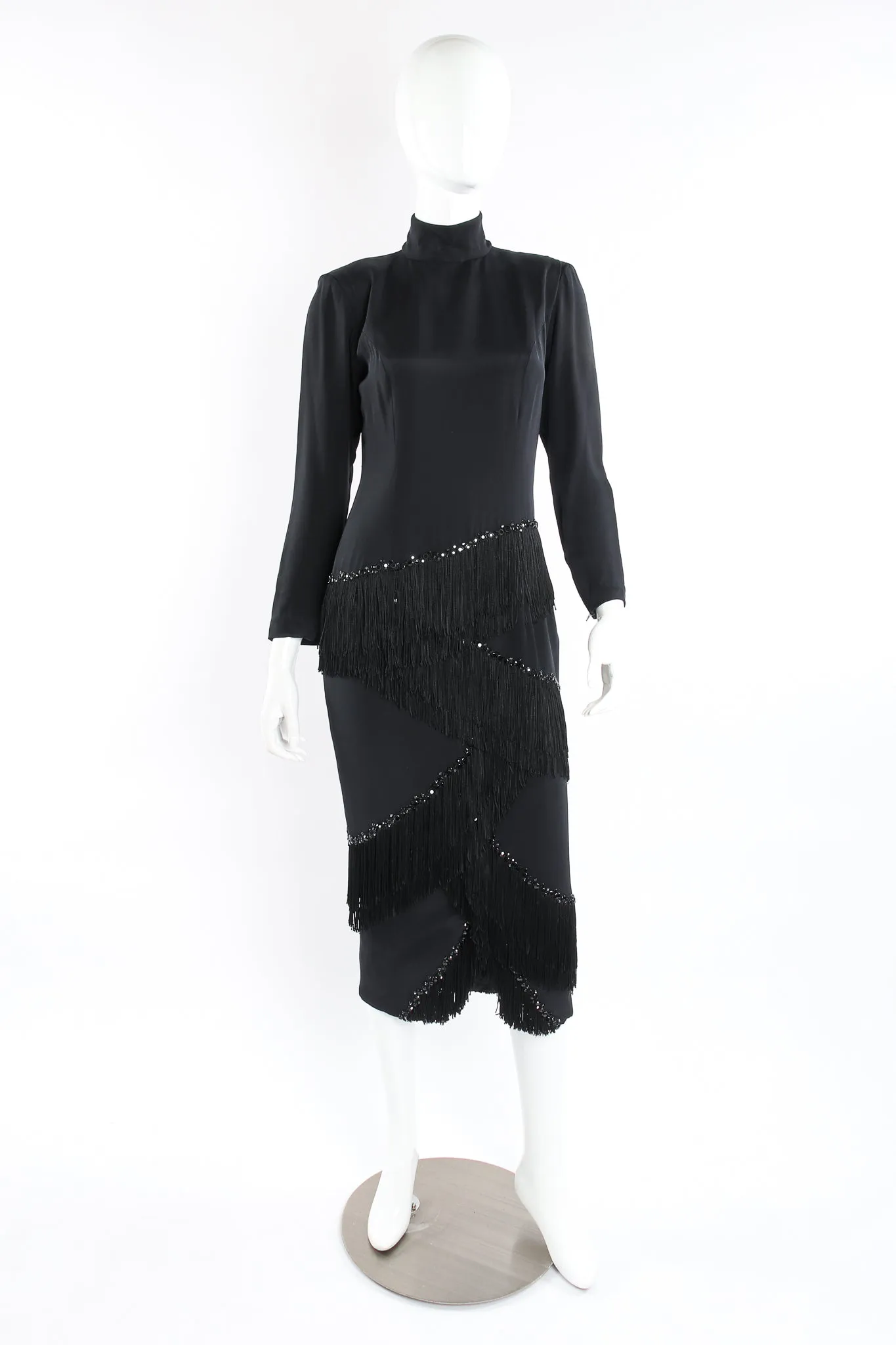 Zigzag 3-Tier Fringe Midi Dress