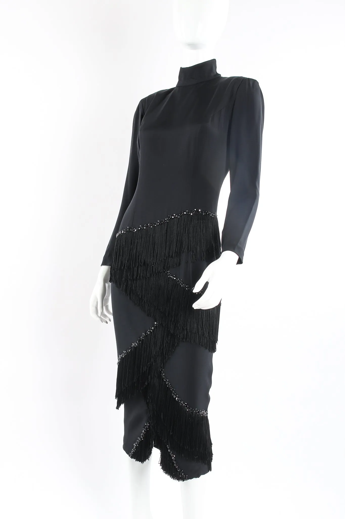 Zigzag 3-Tier Fringe Midi Dress